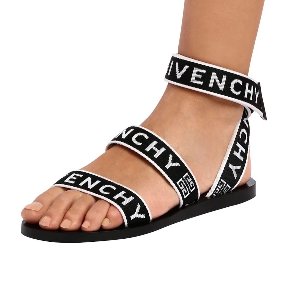 GIVENCHY 10MM STRAP LOGO GROS GRAIN SANDALS - Picture 3 of 15